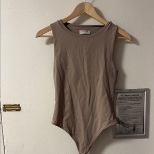 Babaton Tan Sleeveless Bodysuit